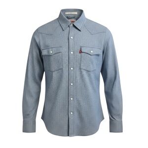 🤠💎 Levi’s Men’s S Blue Striped Chambray Western Snap Shirt | Long Sleeve Cowboy